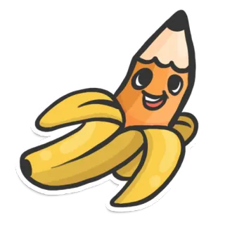 🍌 banana, matita, frutta, cartone animato, adesivo, disegno whatsapp sticker