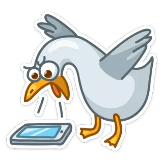 😠 gaivota, pássaro, desenho animado, bravo, telefone whatsapp sticker