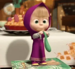 🍬 Masha Masha and the Bear 만화, 여자, 보라색, 풍선, 애니메이션, 귀여운 telegram sticker