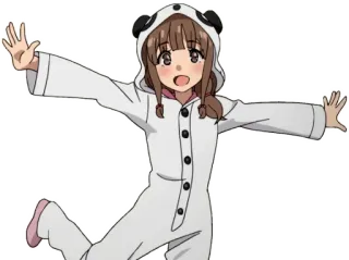 🥳 Anime, Ragazza, Panda, Tuta intera, Carino, Cartone animato telegram sticker
