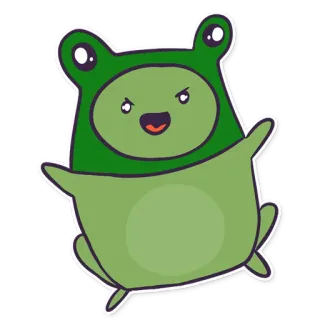 👻 katak, kartun, imut, hewan, hijau whatsapp sticker