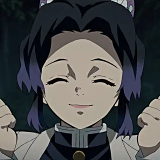 😊 Shinobu Kocho Demon Slayer 애니메이션, 귀멸의 칼날, 코쵸우 시노부, 나비, 미소 telegram sticker