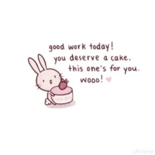 💗 good work today!
you deserve a cake.
this one's for you.
Wooo! conejo, conejito, tarta, felicidades, postre, celebración, lindo telegram sticker
