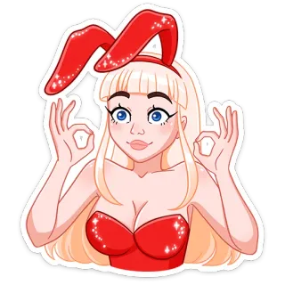 👌 fille lapin, blonde, dessin animé, femme, geste OK, sexy, pin-up whatsapp sticker