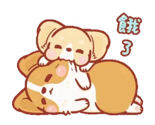 😋 我餓了 собака, щенок, милый, животное, сонный, корги, голодный telegram sticker