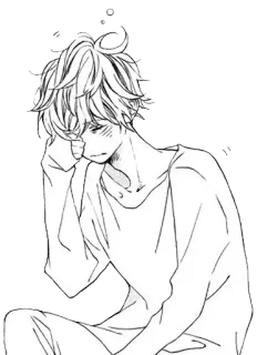 💤 アニメ, マンガ, 少年, 悲しい, モノクロ telegram sticker