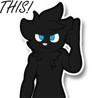 👆 cat, anthropomorphic, cartoon, middle finger, offensive, sticker, black cat telegram sticker