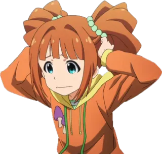😣 Anime, Ragazza, Cartone animato, Carino, Arancione, Personaggio telegram sticker