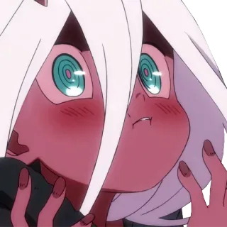 ✨ Zero Two Darling in the Franxx Anime, Zero Two, Darling in the Franxx, süß, erröten, rosa telegram sticker