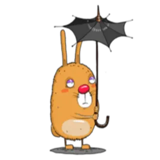 ☂ coniglio, ombrello, carino, cartone animato, animale, triste, meteo whatsapp sticker