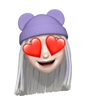 😍 Biểu tượng cảm xúc, Tình yêu, Mắt trái tim, Hình dán, Mũ beanie tím, Dễ thương whatsapp sticker