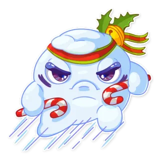 😡 enojado, bola de nieve, Navidad, bastón de caramelo, acebo, invierno telegram sticker