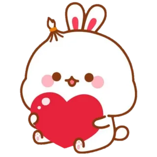 🍼 coelho, fofo, coração, kawaii, desenho animado telegram sticker