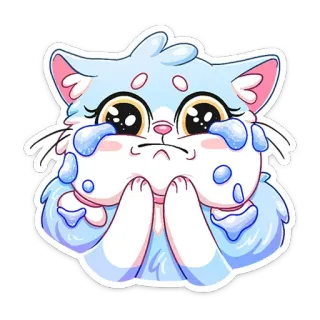 😭 кот, милый, грустный, плачущий, эмодзи, стикер, мультфильм whatsapp sticker