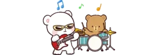 🎻 música, oso, batería, guitarra, dibujos animados, banda whatsapp sticker
