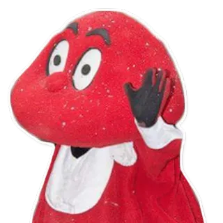 👋 mascot, cartoon, red character, waving, friendly, character telegram sticker