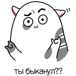 👊 Ты быканул?? แมว, การ์ตูน, สัตว์, รัสเซีย, คำถาม telegram sticker