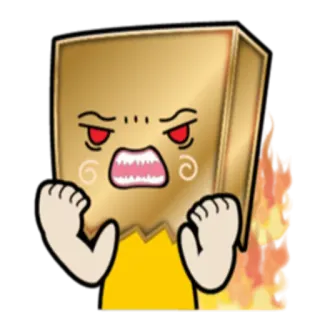 😤 angry, cartoon, monster, rage, paper bag, fire whatsapp sticker