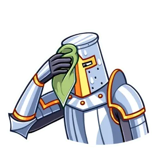 😓 knight, armor, sweating, medieval, helmet, cartoon, sticker telegram sticker