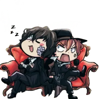 ✨ Chibi, Anime, Manga, Personajes, Sofá, Sentado, Dibujos animados telegram sticker