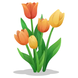 🌷 tulips, flowers, bouquet, spring, floral, orange, yellow telegram sticker
