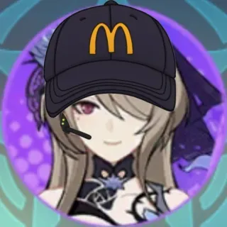 💜 McDonald's, Genshin Impact, Эула, Видеоигра, Фастфуд, Мем, Персонаж, Шляпа whatsapp sticker