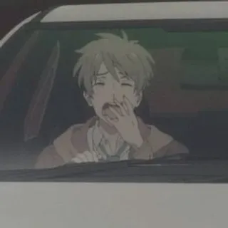 🔦 Anime, Sbadiglio, Auto, Stanco, Ragazzo telegram sticker