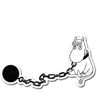 🌑 Moomin Moomin, dibujos animados, bola y cadena, personaje telegram sticker