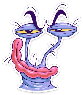 😏 Alien, Dessin animé, Monstre, Sticker, Drôle, Idiot, Personnage telegram sticker