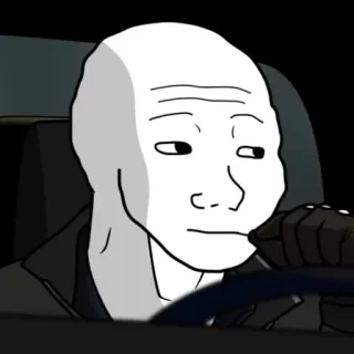 🌾 meme, wojak, driving, car, neutral telegram sticker