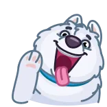 👋 개, 행복한, 귀여운, 동물, 애완 동물, 손 흔드는 whatsapp sticker