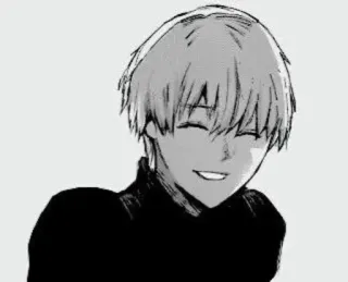 😁 Ken Kaneki Tokyo Ghoul Anime, Kaneki, Tokyo Ghoul, sonriendo, blanco y negro telegram sticker