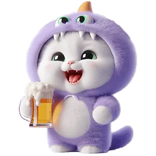 🍺 carino, gatto, dinosauro, birra, animale, cartone animato telegram sticker