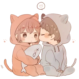 😻 Anime, Coppia, Kawaii, Carino, Gatto, Animale, Amore telegram sticker