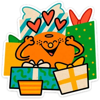 🥰 oranye, hati, hadiah, lucu, kartun, bahagia, ulang tahun, perayaan telegram sticker
