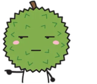 👈 Durian, Owoc, Kreskówka, Postać, Jedzenie, Tropikalny telegram sticker