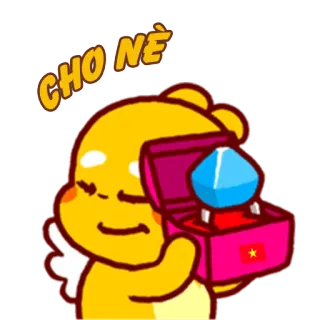 😜 CHO NE desenho animado, urso, pedido de casamento, diamante, anel, amor, vietnã, bandeira whatsapp sticker