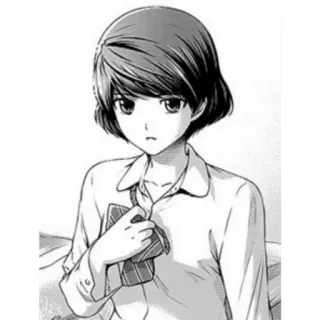 😐 Anime meisje, Manga, Schooluniform, Personage, Domestic Girlfriend, Monochroom telegram sticker