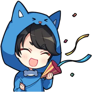 🥳 fête, party, confettis, mignon, animé, chibi, joyeux, dessin animé telegram sticker