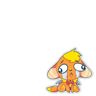😭 Dibujo animado, Animal, Llorando, Triste, Sticker, Lindo, Naranja, Amarillo telegram sticker