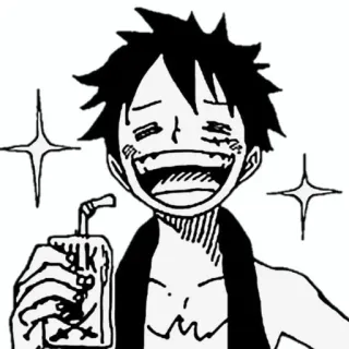 🤩 Monkey D. Luffy One Piece MILK Anime, One Piece, Luffy, Lait, Joyeux, Dessin animé telegram sticker