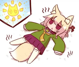 🦊 Anime, Kawaii, Chibi, Desenho animado, Personagem, Fofo, Raposa, Sol telegram sticker