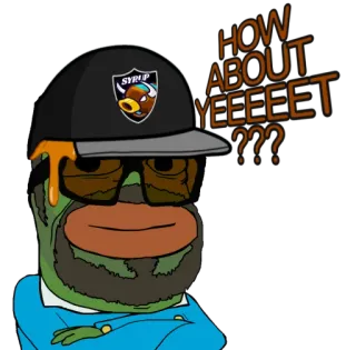 🧊 Pepe the Frog HOW ABOUT YEEEET ??? มีม, เปเป้, มีมอินเทอร์เน็ต, Yeeet telegram sticker