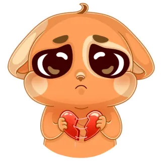 💔 buồn, tan vỡ, chó, hoạt hình, cảm xúc, chó con, dễ thương telegram sticker