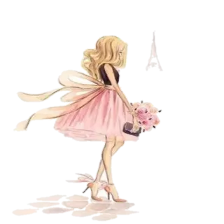 Ⓜ️ Mode, Frau, Kleid, Rosa, Illustration whatsapp sticker
