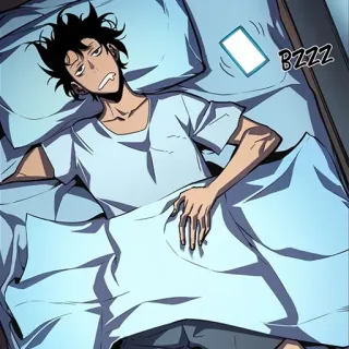 ♠️ man, bed, sleep, smartphone, alarm whatsapp sticker