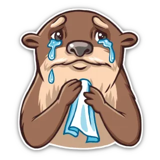 😭 lontra, piangere, triste, animale, cartone animato, lacrime, emozionale telegram sticker