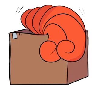 🙈 коробка, рыжие волосы, мультфильм, контейнер telegram sticker