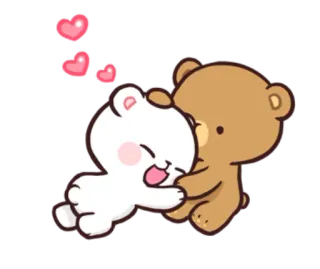 🤗 ursos, fofo, amor, abraçando, leite, mocha telegram sticker