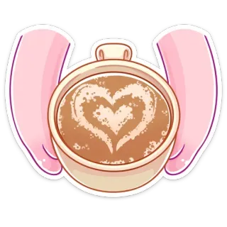 ☕️ Kaffee, Latte Art, Herz, Hände, Getränk, Café, Koffein, Getränk telegram sticker